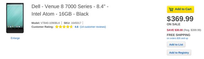 Fotografía - [Offre Alerte] Dell Venue 8 Actuellement 7000 $ 369,99 (30 $ de rabais) chez Best Buy